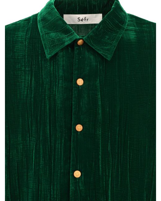 "Lou" Overshirt di Séfr in Green da Uomo