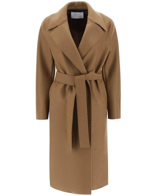 Long Robe Coat en laine et polaire pressés Harris Wharf London en coloris Brown