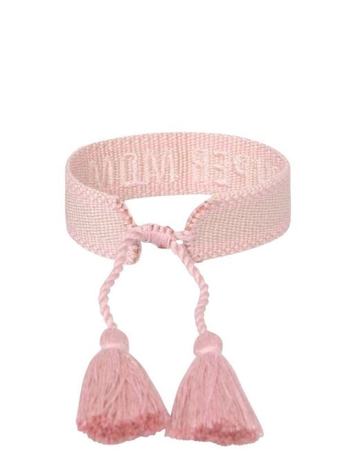 LABEL K Pink Braided Fabric Bracelet