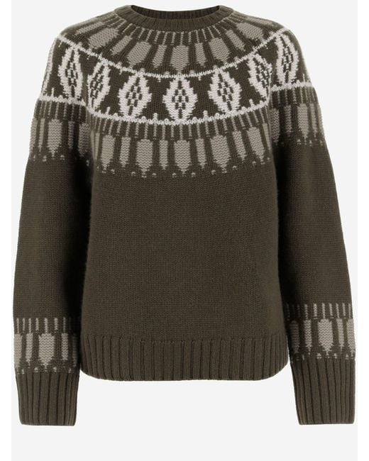 arch4 Red Cashmere Sweater With Geometric Pattern