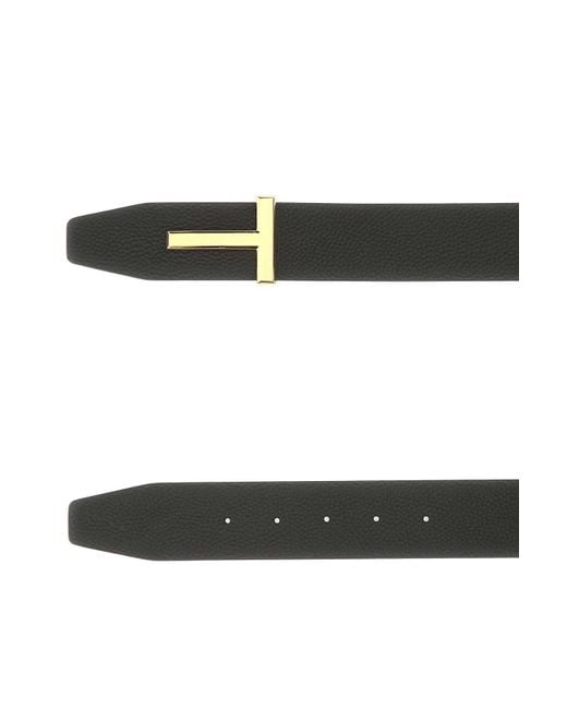 Tom Ford Black Dark Leather Belt for men