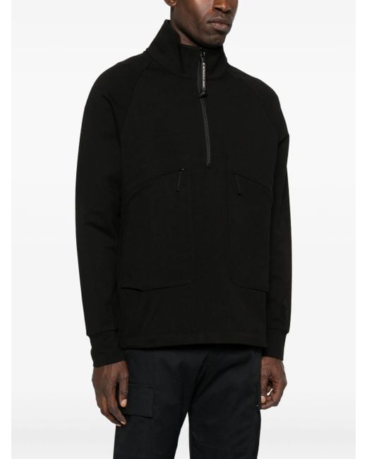 C P Company Black Sweatshirts Polo Collar for men