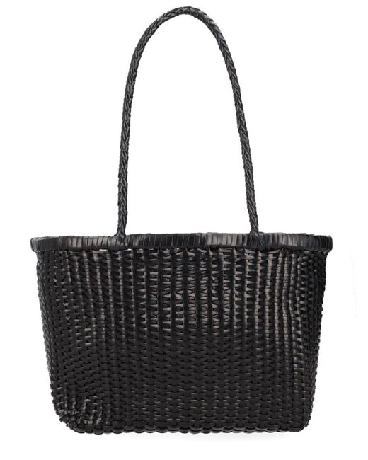 Dragon Diffusion Black Woven Leather Tote Bag