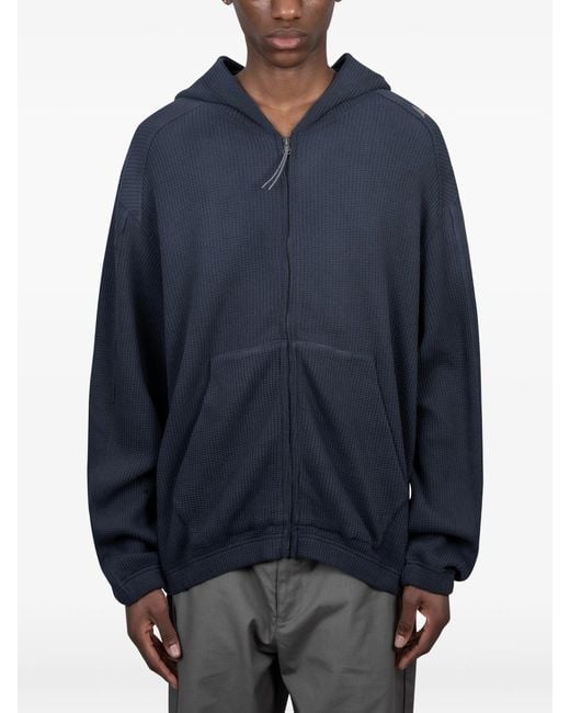 Roa Blue Bee Sun Faded Organic Waffle Zip Up Hoodie