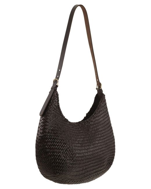 Dragon Black Luna Piena Woven Leather Bag