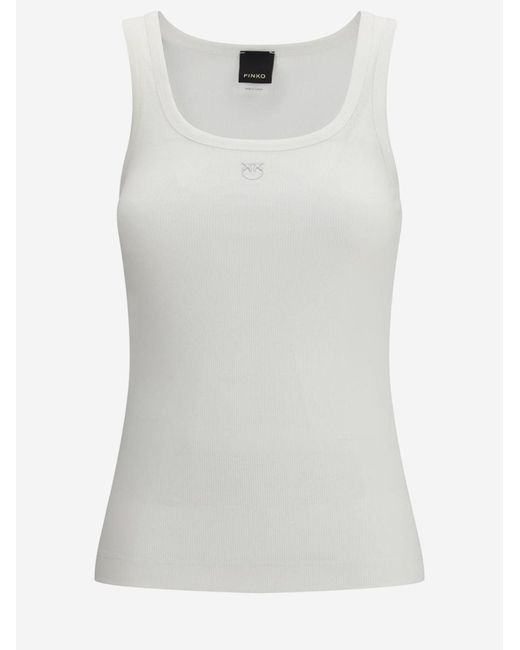 Pinko White Stretch Cotton Tank Top