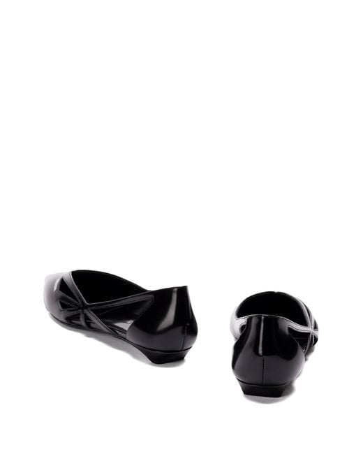 Prada Black 15Mm Cut-Out Leather Ballerina Shoes