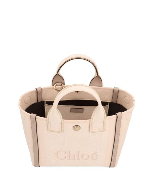 Porte un petit sac fourre-tout en toile Chloé en coloris Natural