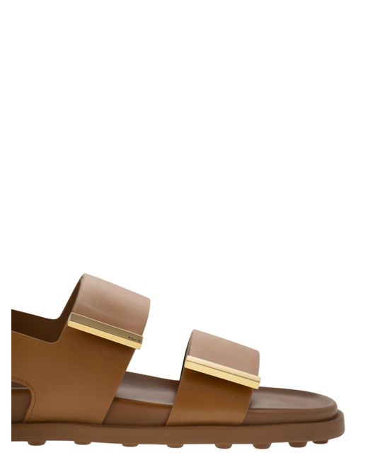 Tod's Brown Sandal With Two Leather Straps