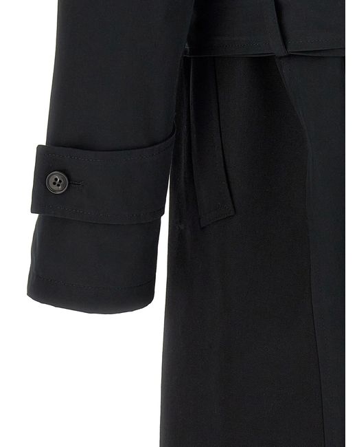 MM6 by Maison Martin Margiela Black Wolle Trenchcoat