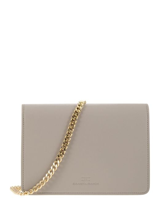 Bolsa de hombro franquici de Elisabetta con logotipo giratorio de oro Elisabetta Franchi de color Gray