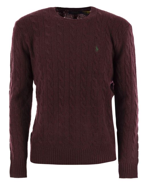 Polo Ralph Lauren Purple Wool And Cashmere Cable Knit Sweater