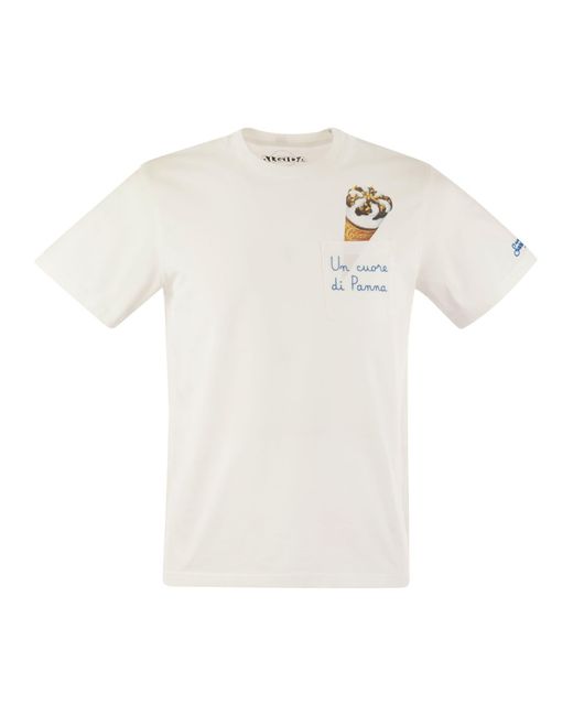 Mc2 Saint Barth White Austin T Shirt With Embroidery On Chest Algida Limited Edition