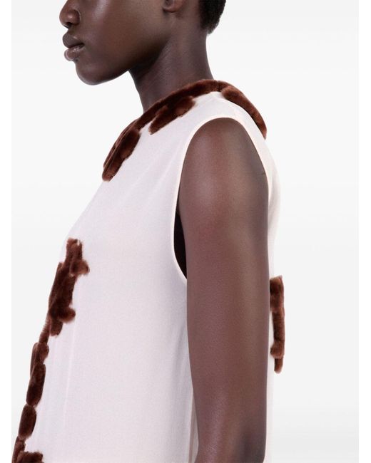 Prada Natural Embroidered Georgette Dress