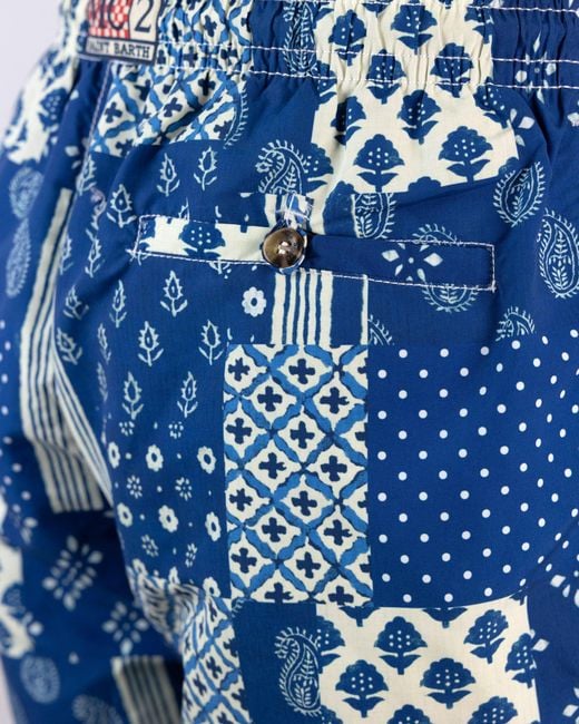 Mc2 Saint Barth Blue Costume Caprese Patchwork Blu