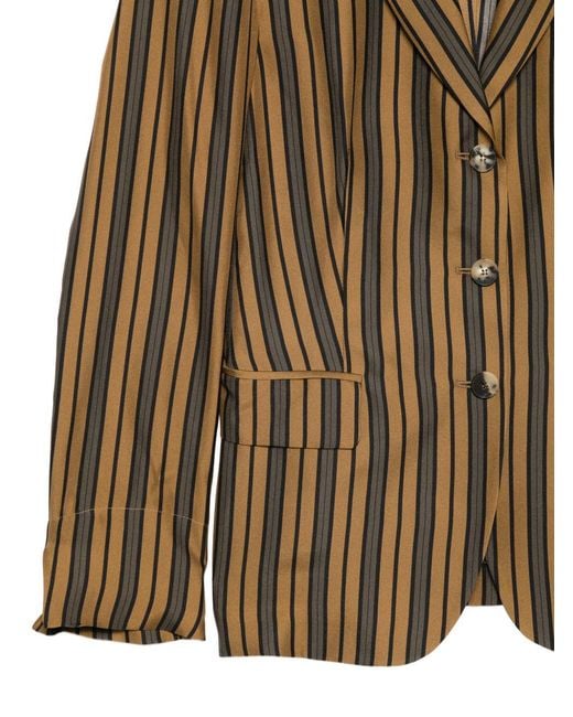 Alberto Biani Brown Striped Silk Blazer Jacket