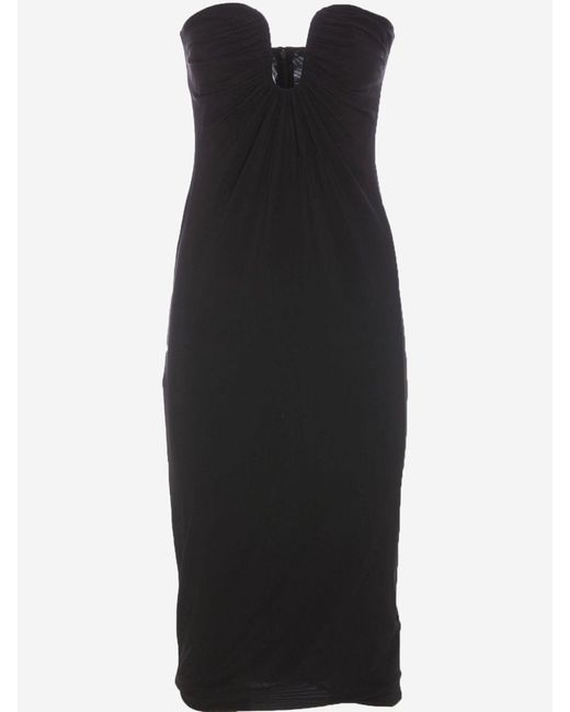 Pinko Stretch Viscose Midi -jurk in het Black