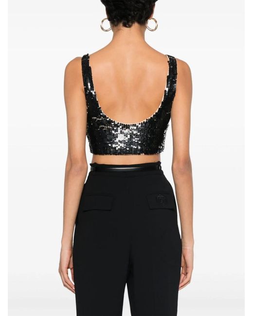 P.A.R.O.S.H. Black P.A.R.O..H. Grand Sequinned Crop Top