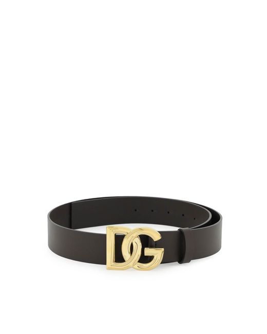 Cinturón de cuero Lux con hebilla DG Dolce & Gabbana de hombre de color Black