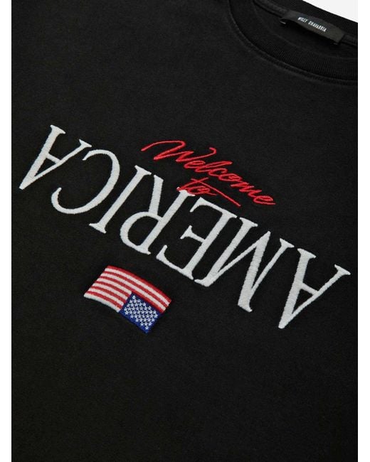 Willy Chavarria Black Cotton T Shirt With Front Embroidery for men