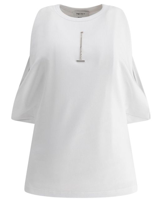 Alexander McQueen White Alexander MC Queen Ribbed Top