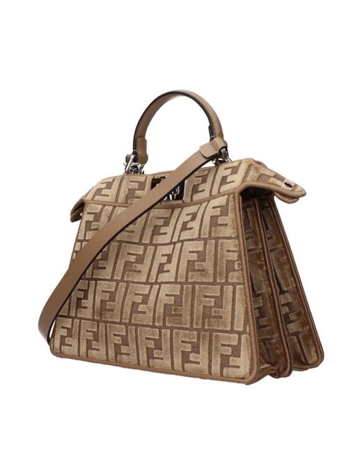 Fendi Brown Handbags Peekaboo I See U Velvet/Cappuccino