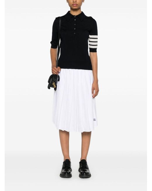 Thom Browne Black 4Bar Wool Polo Shirt