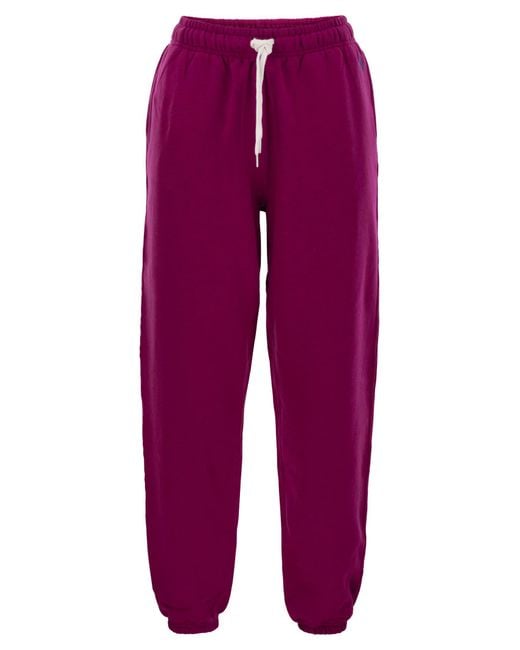 Polo Ralph Lauren Purple Cotton Loopback Fleece Tapered Pants