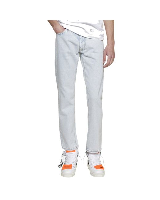 Off-White c/o Virgil Abloh Wit Op Witte Slanke Fit Diag Jeans in het Blue voor heren