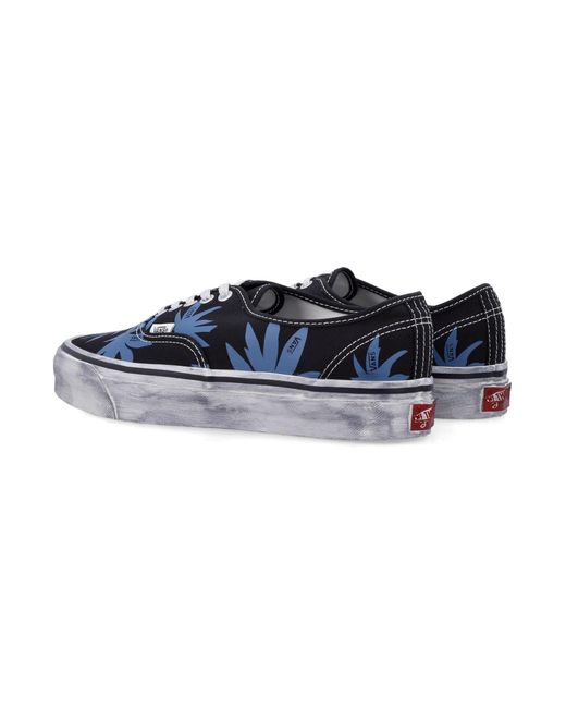 Vans Blue Authentic Premium Canvas Shoes And Print