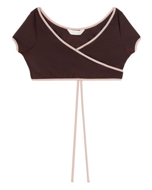 Palm Angels Brown Cap Sleeves Bikini Top