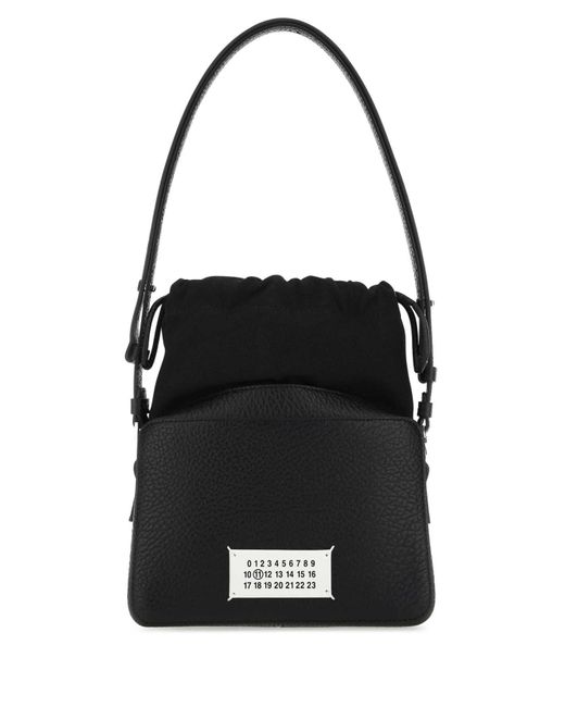 Maison Margiela Black Leather And Fabric 5Ac Bucket Bag
