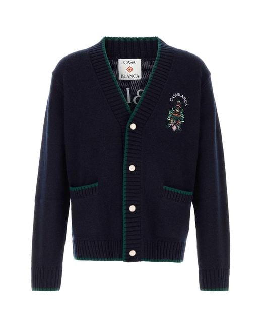 Casablanca Blue Wool Blend Cardigan