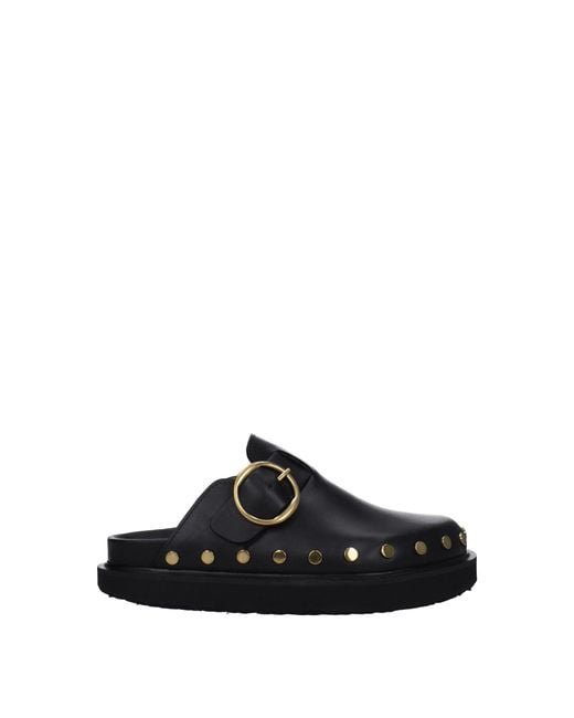 Isabel Marant Slippers En Hoeven Vrouwen Leer Zwart in het Black voor heren