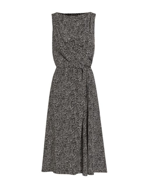 Dolce & Gabbana Gray Chevron Print Heavy Crepe Cocktail -Kleid