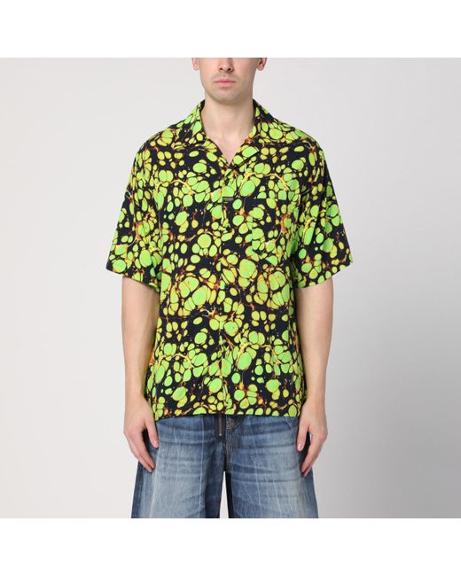Martine Rose Green Bowling Shirt With Abstract Pattern for men