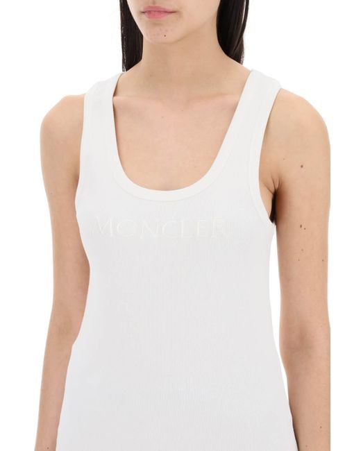 Moncler White Sleeveless Ribbed Jersey Top
