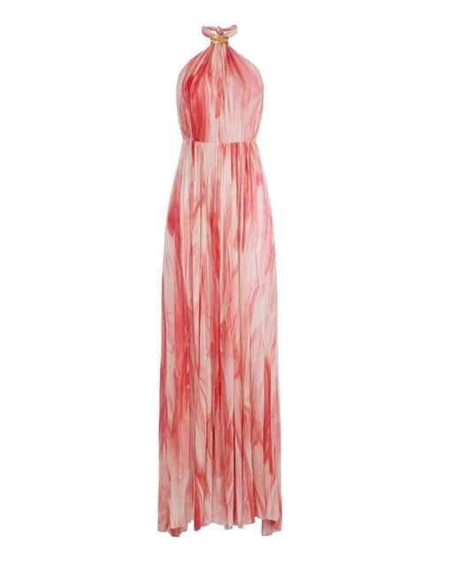 Elisabetta Franchi Pink Maxi Dress With Halter Neck