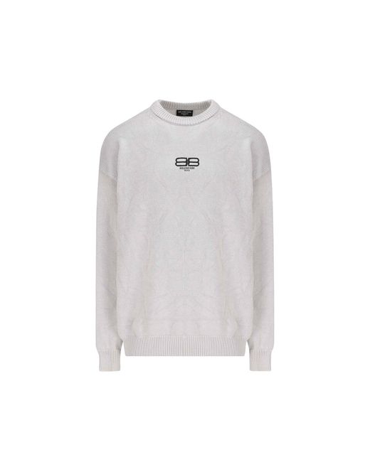 Balenciaga White Logo Sweater for men