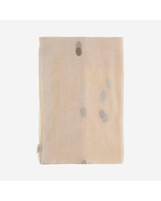 Faliero Sarti Natural New Bonghino Silk Blend Scarf With Polka Dot Pattern