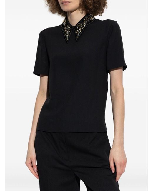 Versace Top Met Applicaties Op De Kraag in het Black