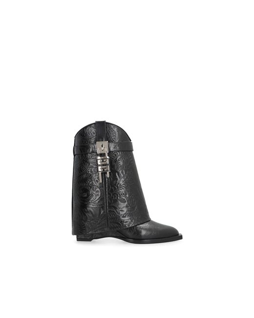 Givenchy Black Shark Lock Cowboy Ankle Boots