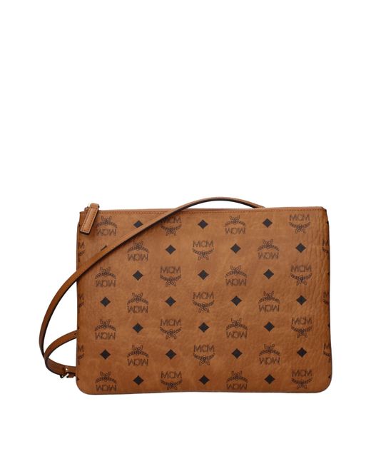 MCM Brown Cognac Fabric Pochette