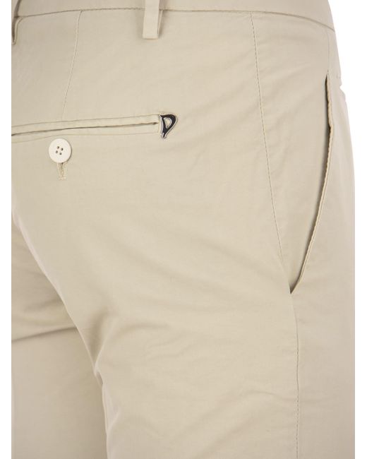 Perfect Slim Fit Gabardine Gabardine pantaloni di Dondup in Natural