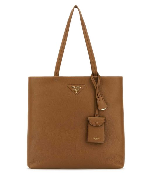 Prada Brown Camel Leather Shopping Bag