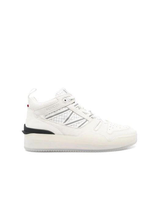 Moncler White Pivot Leather Sneakers