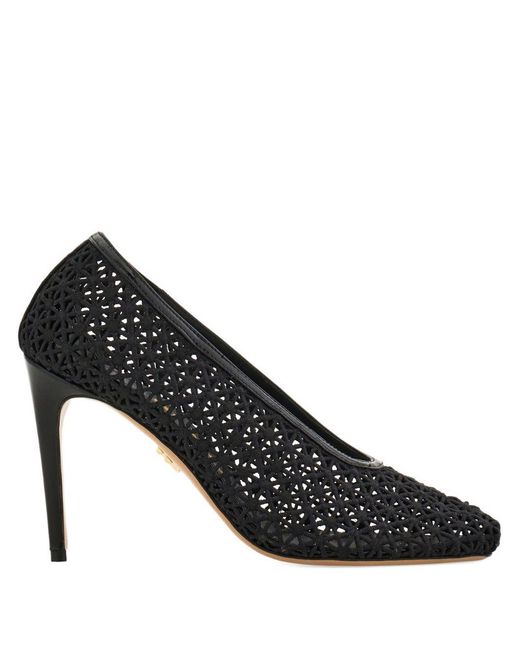 Ferragamo Black Macramé Pumps
