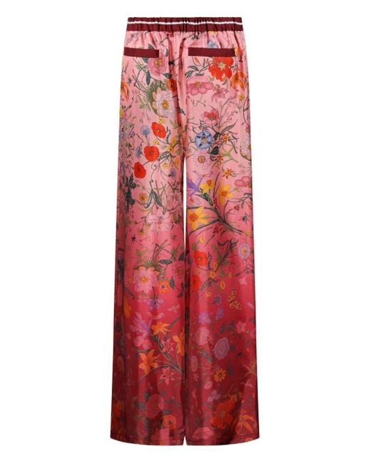 Gucci Red Floral-Print Drawstring Trousers