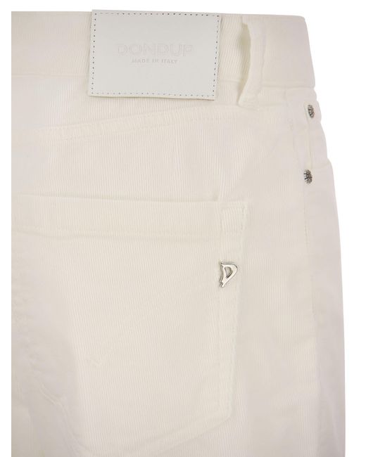 Dondup White Koons Multi Striped Velvet Trousers With Jewelled Buttons