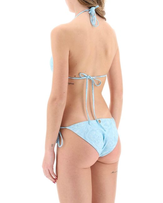 Versace Blue Barock Bikini Top